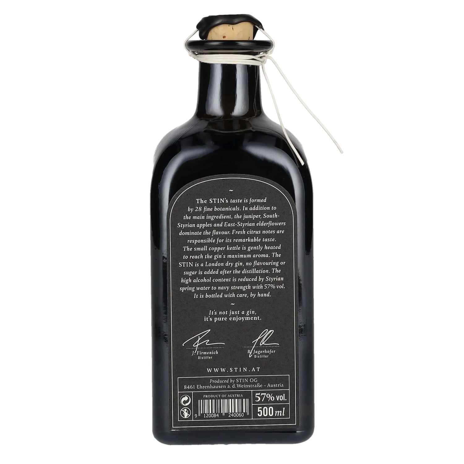 The STIN Styrian Dry Gin OVERPROOF 57% vol. 0,5l