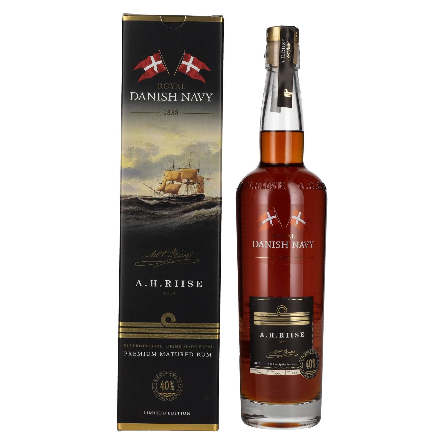 A.H. Riise Royal DANISH NAVY Superior Spirit Drink 40% vol. 0,7l en coffret cadeau