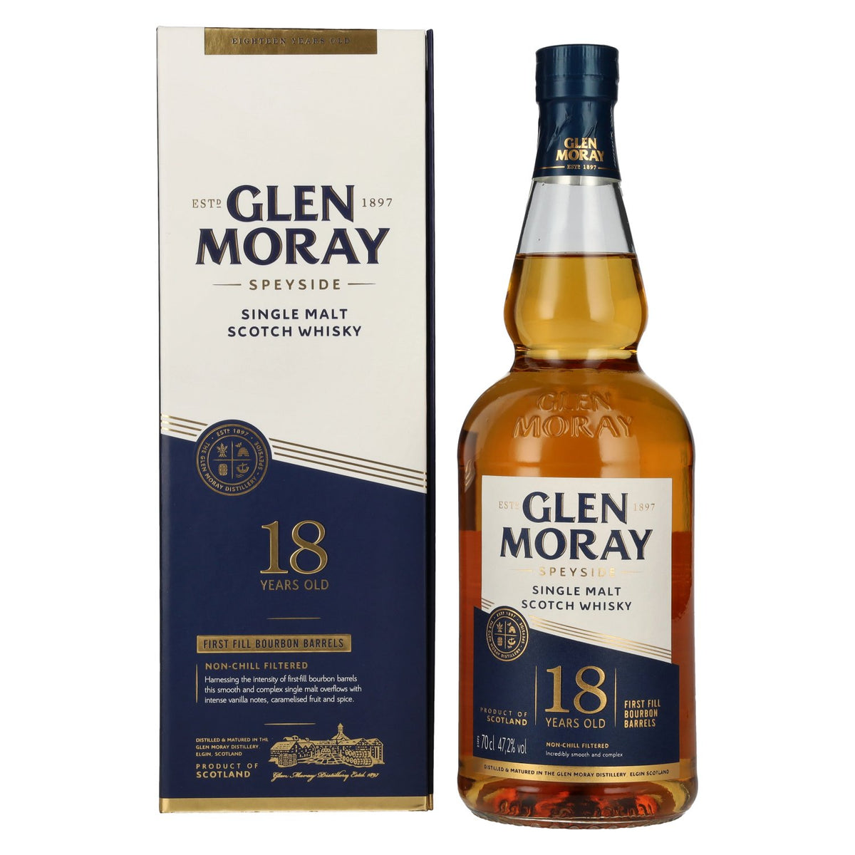 Glen Moray 18 Years Old Speyside Single Malt 47,2% Vol. 0,7l in gift box