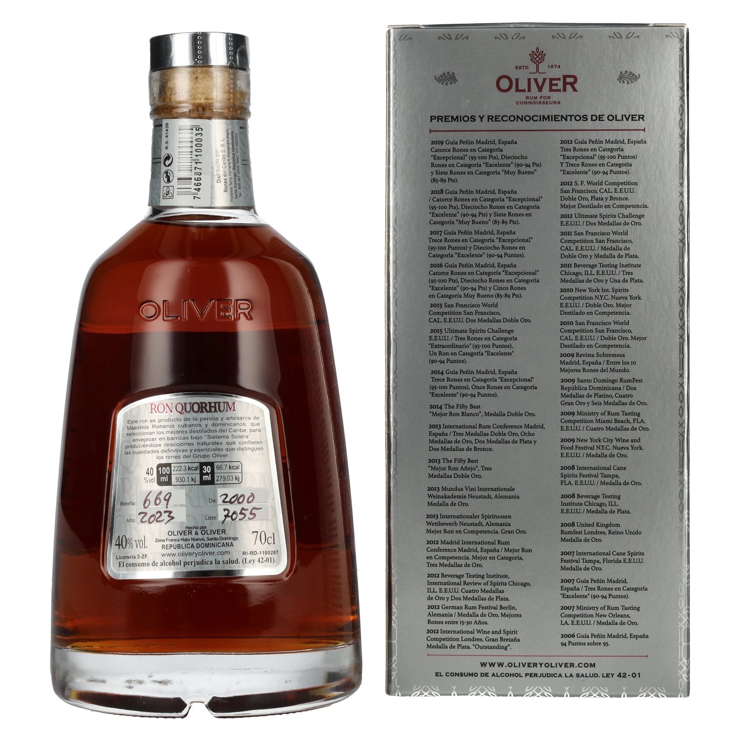 Ron Quorhum 23 Sistema Solera 40% vol. 0,7l en boîte cadeau