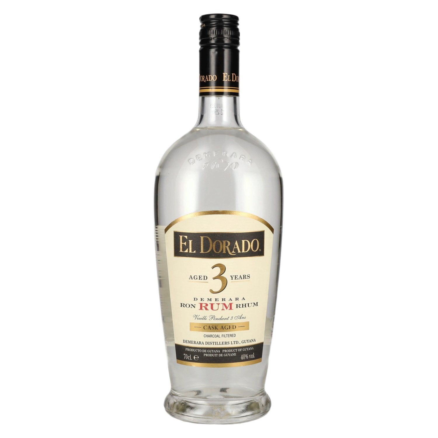 El Dorado 3 ans d'âge, rhum Demerara vieilli en fût, 40 % vol., 0,7 l