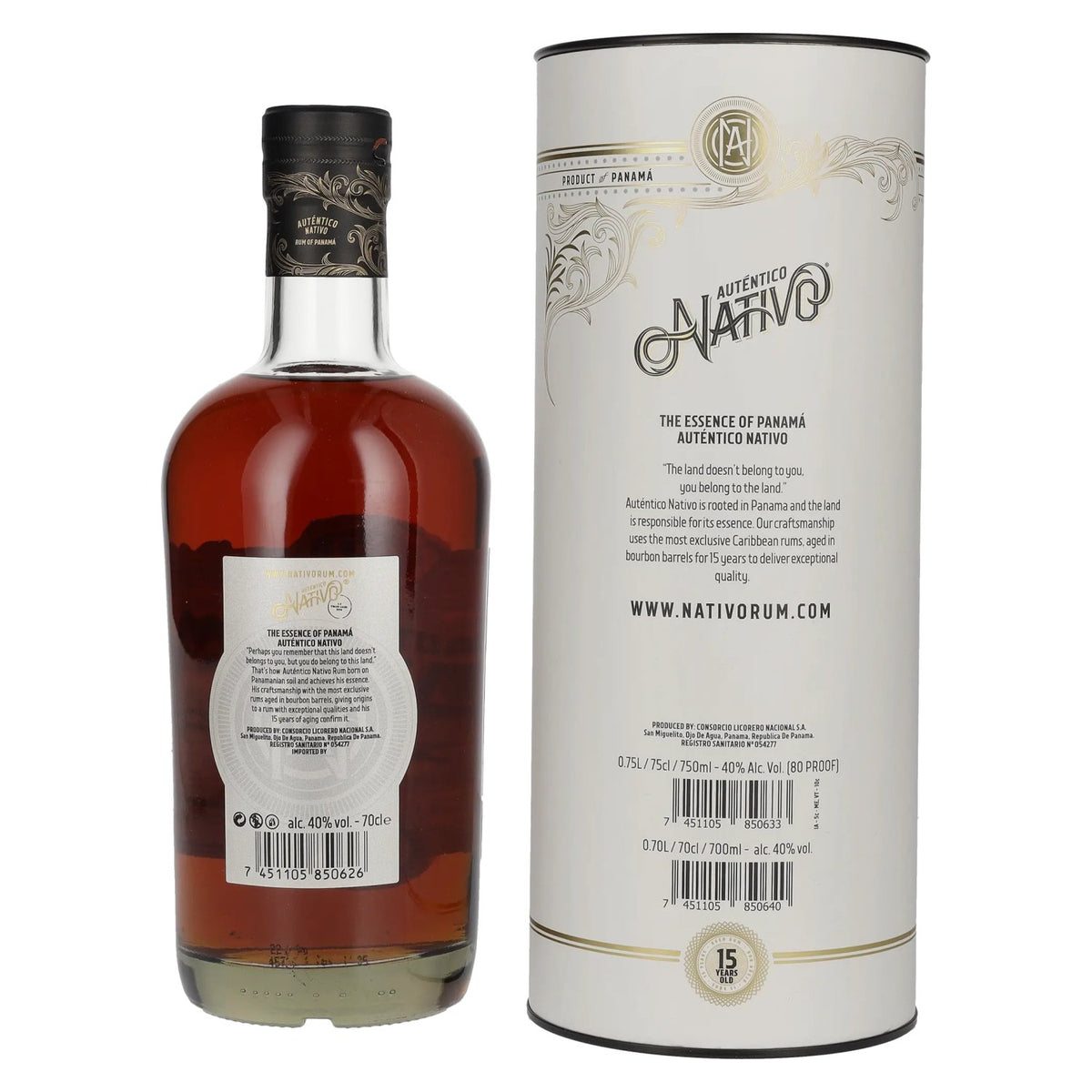 Auténtico Nativo Rum 15 Years Old Rum 40% Vol. 0,7l in gift box