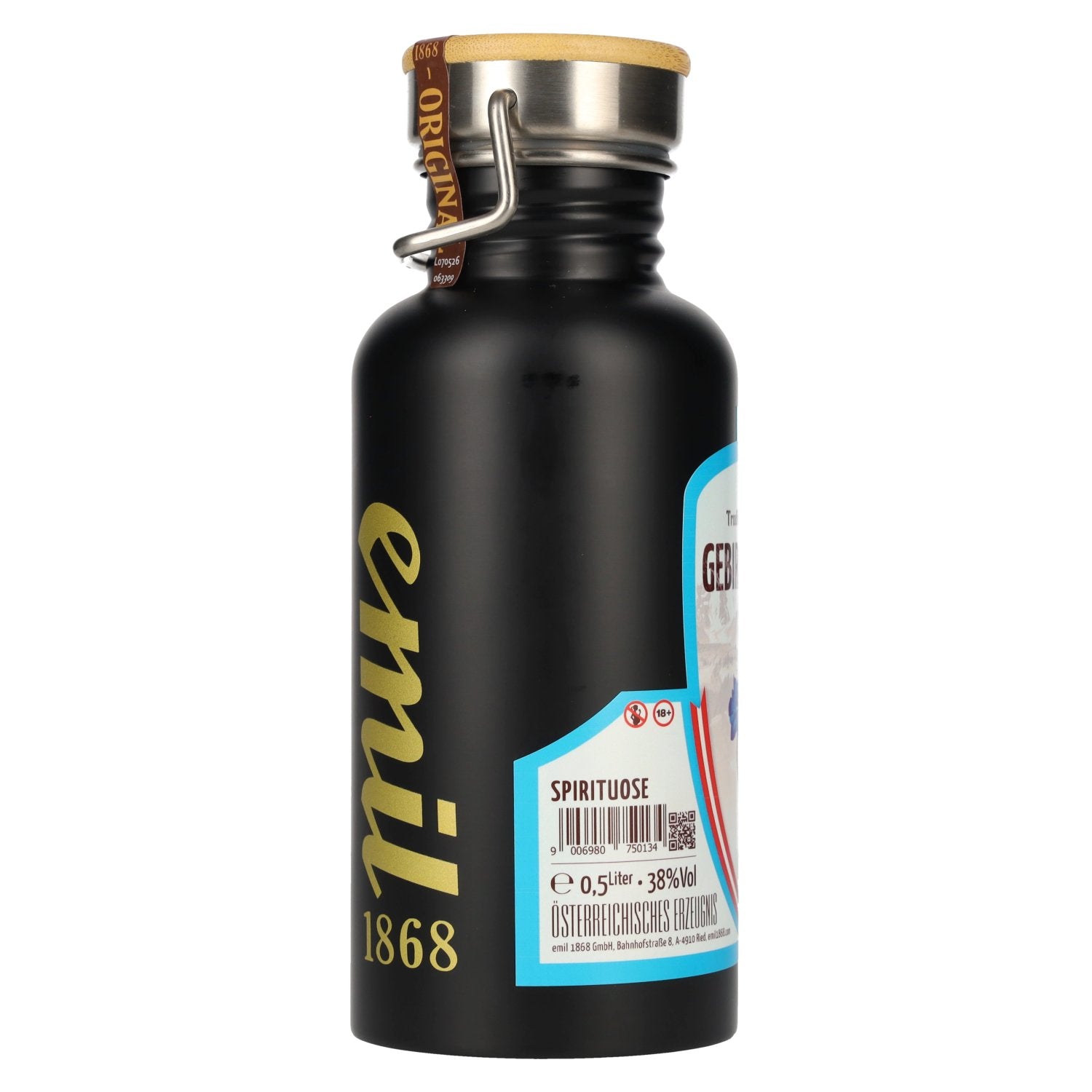 emil 1868 Gebirgs Enzian Geist 38% Vol. 0,5l in Edelstahlkanne