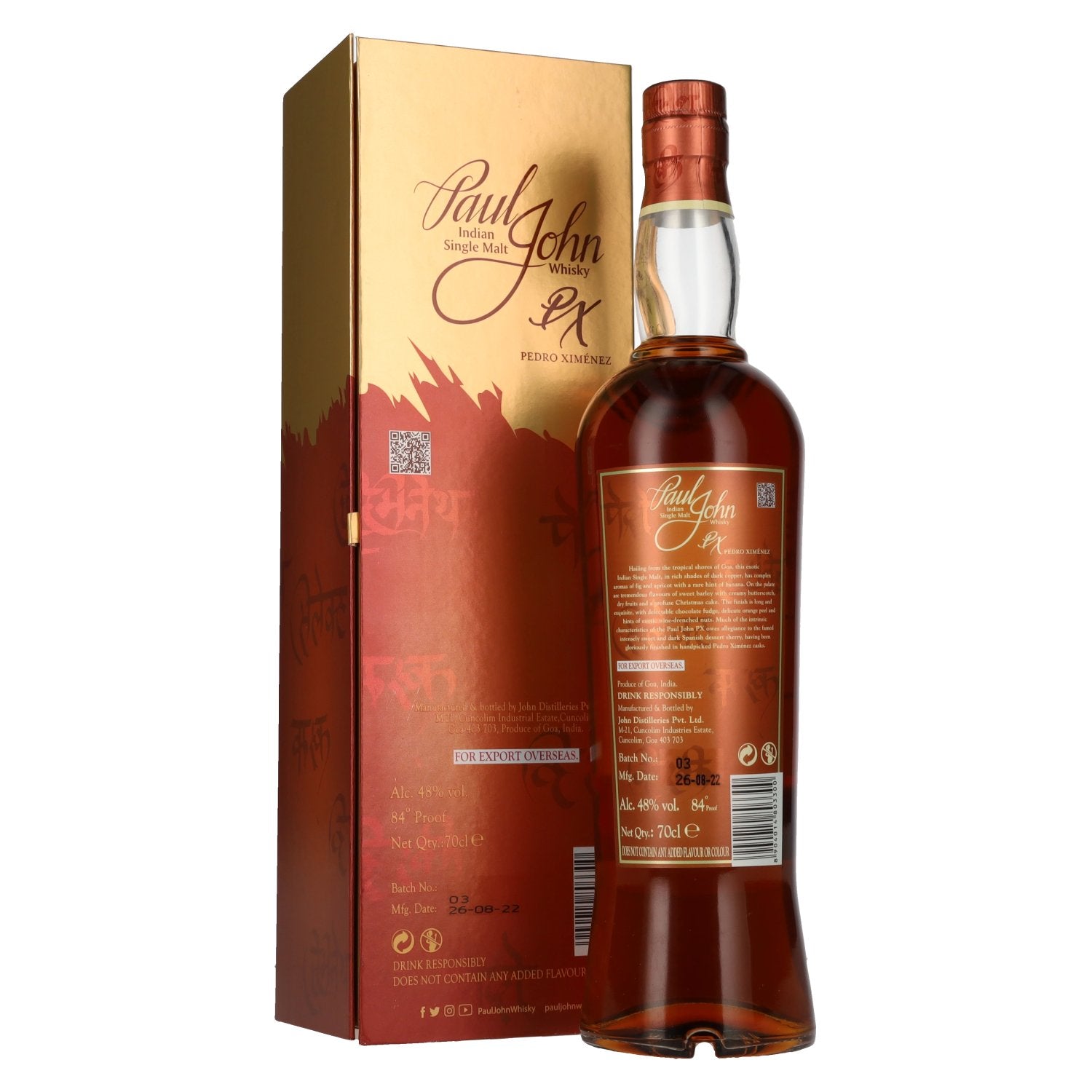 Paul John PX SELECT CASK Indian Single Malt Whisky 48% vol. 0,7l en coffret cadeau