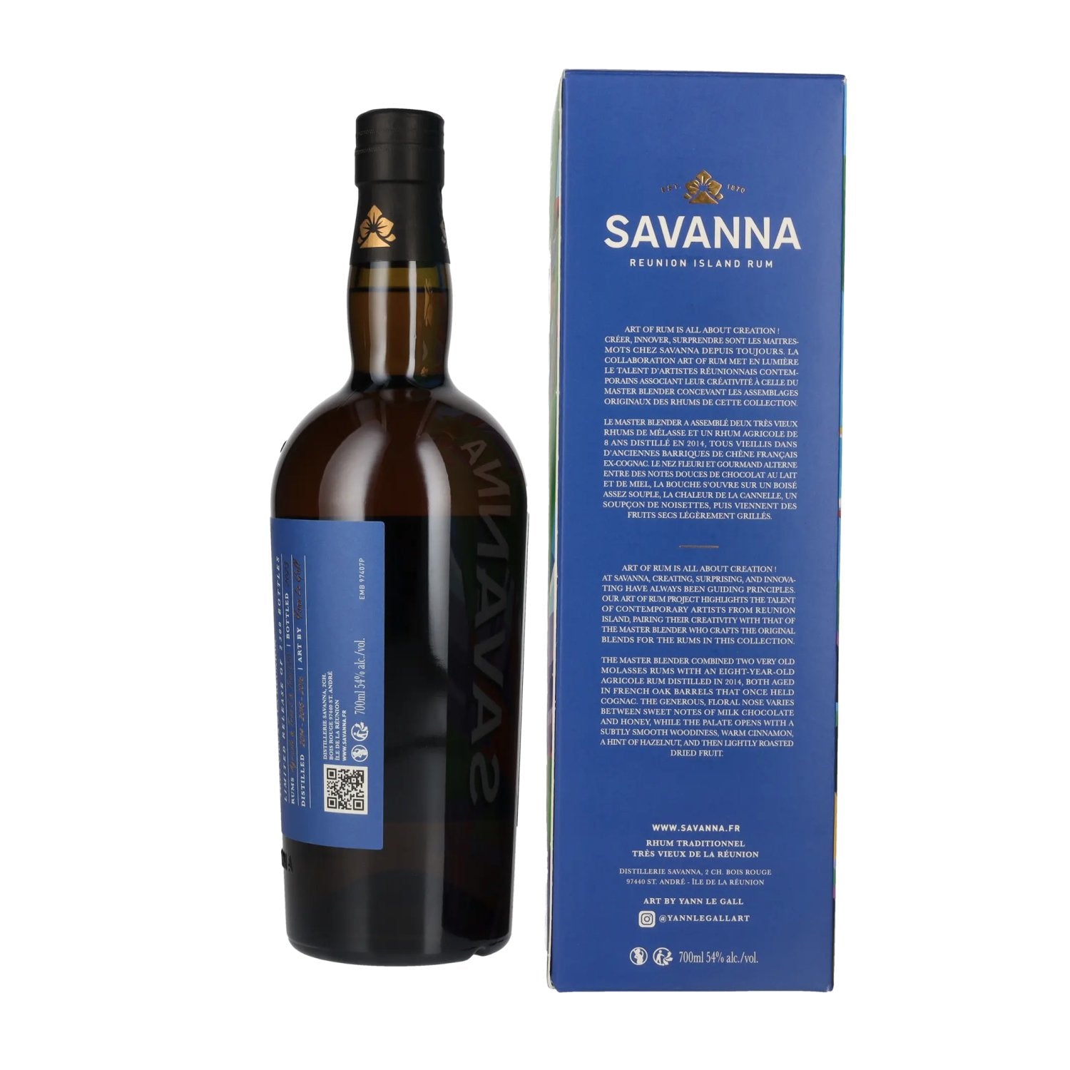 Savanna Art Of Rum YANN LE GALL Traditionnel Reunion Island Rum 54% Vol. 0,7l in Geschenkbox