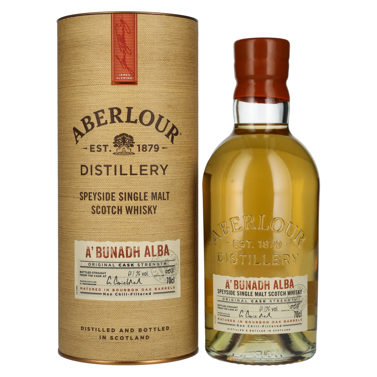 Aberlour A'BUNADH ALBA Original Cask Strength, lot n° 008, 60,1 % vol., 0,7 l, dans un coffret cadeau