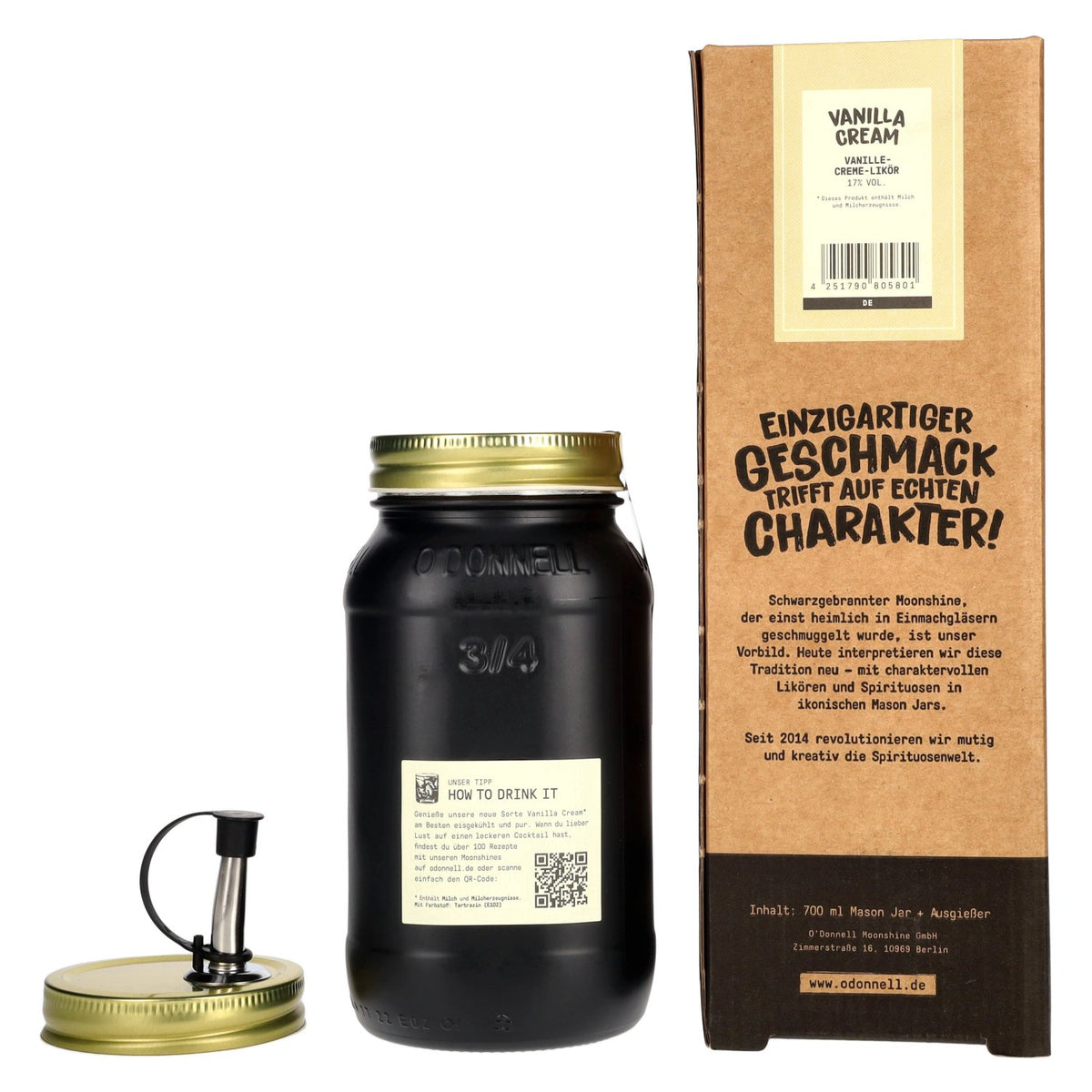 O'Donnell Moonshine VANILLA CREAM Likör 17% Vol. 0,7l in Geschenkbox mit Ausgießer