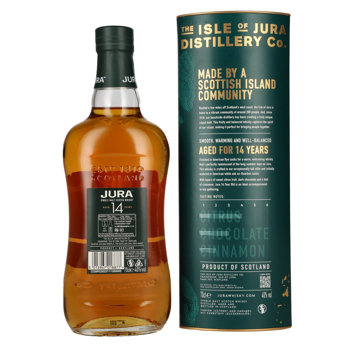 Jura 14 Years Old American Rye Cask Single Malt Scotch Whisky 40% Vol. 0,7l in Geschenkbox