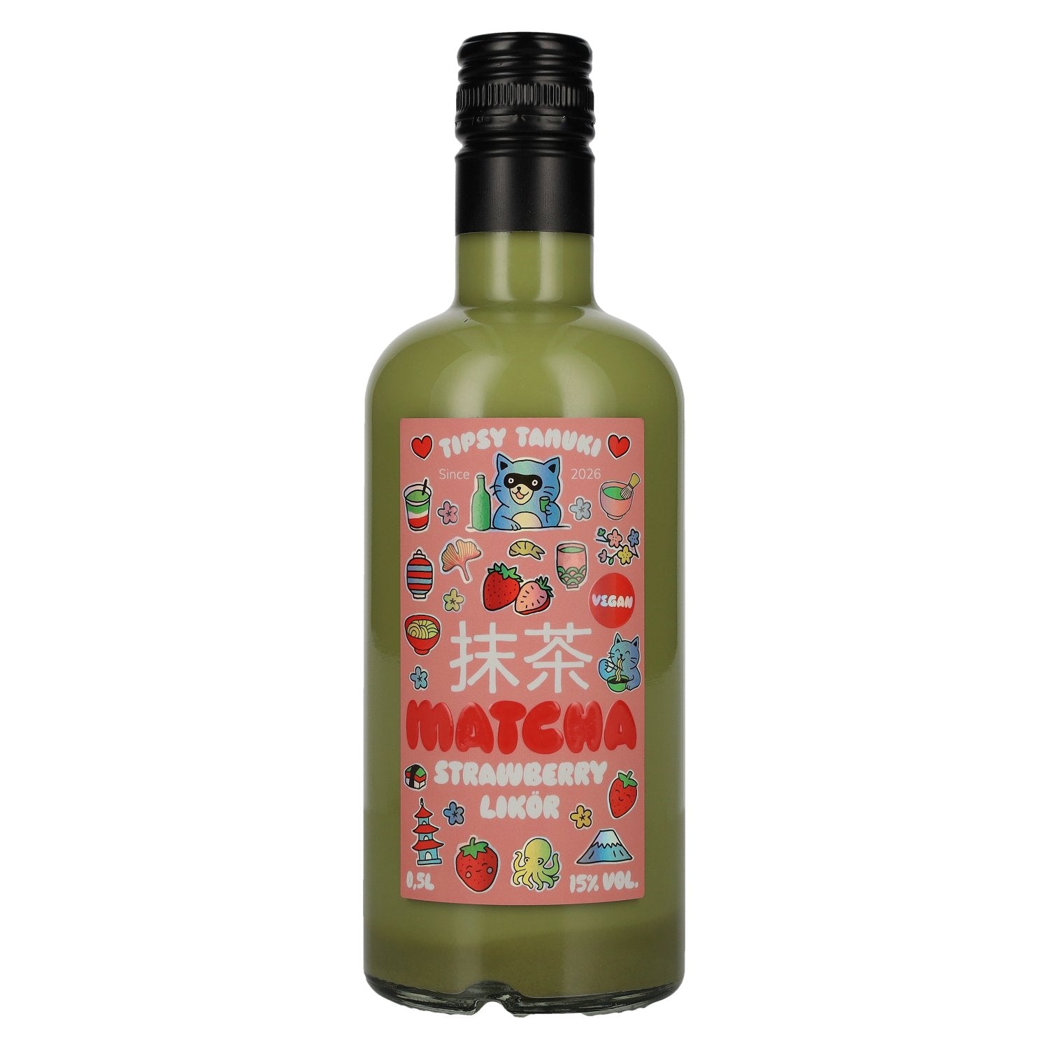 Tipsy Tanuki Matcha Strawberry Likör 15% Vol. 0,5l
