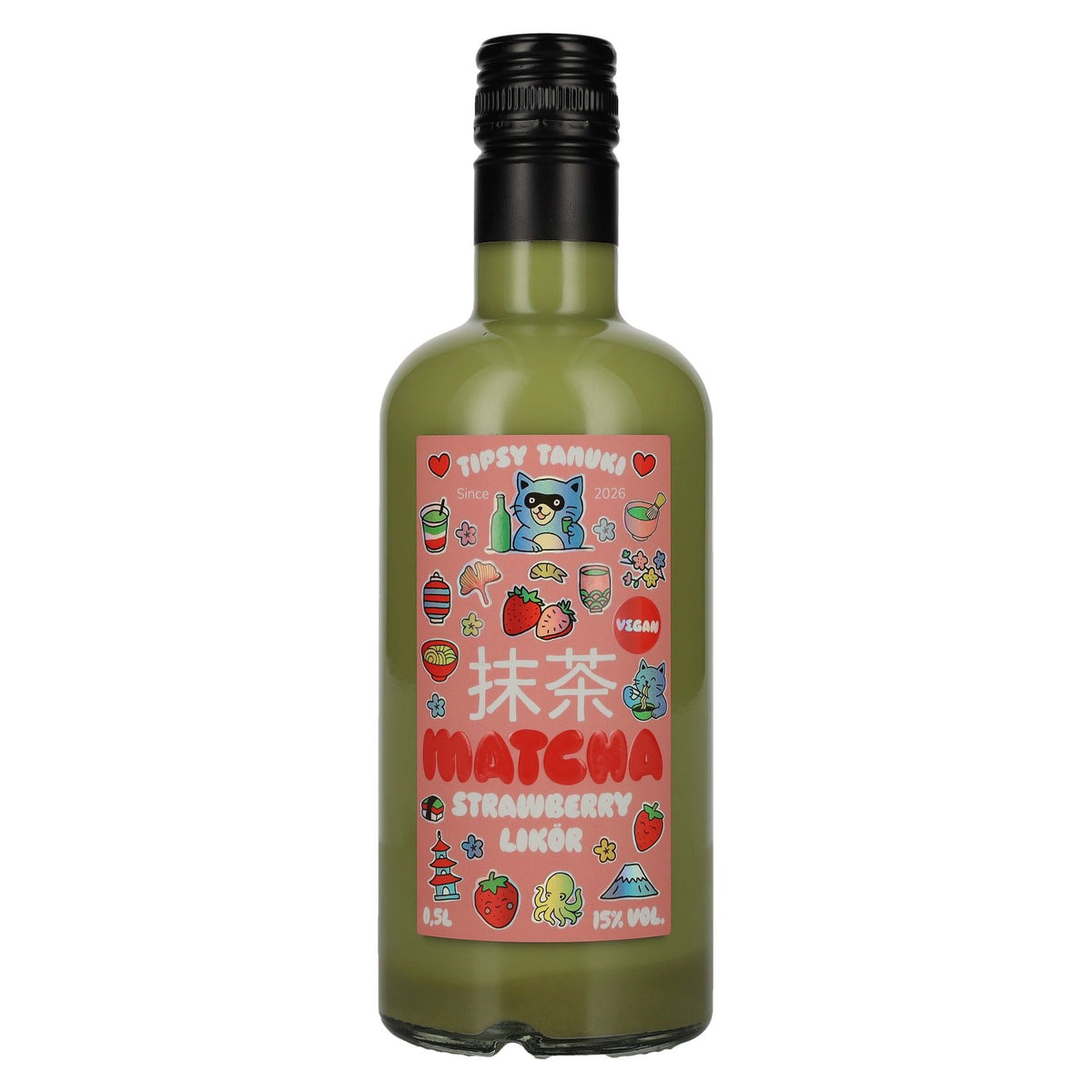 Tipsy Tanuki Matcha Strawberry Likör 15% Vol. 0,5l