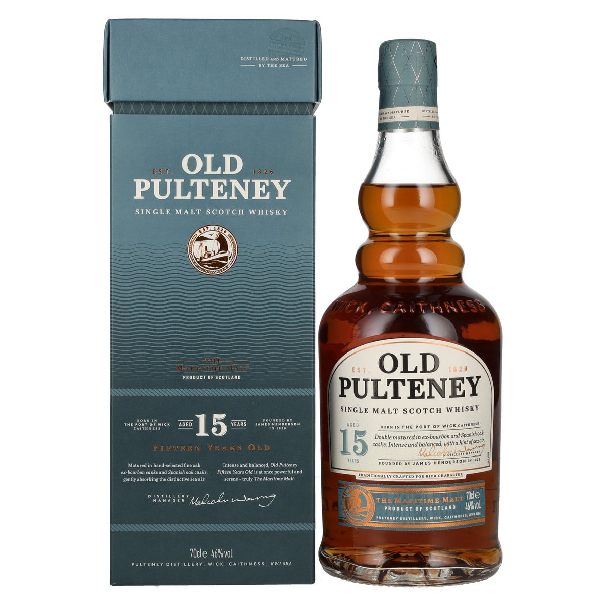 Old Pulteney 15 Years Old Single Malt Scotch Whisky 46% Vol. 0,7l en boîte cadeau