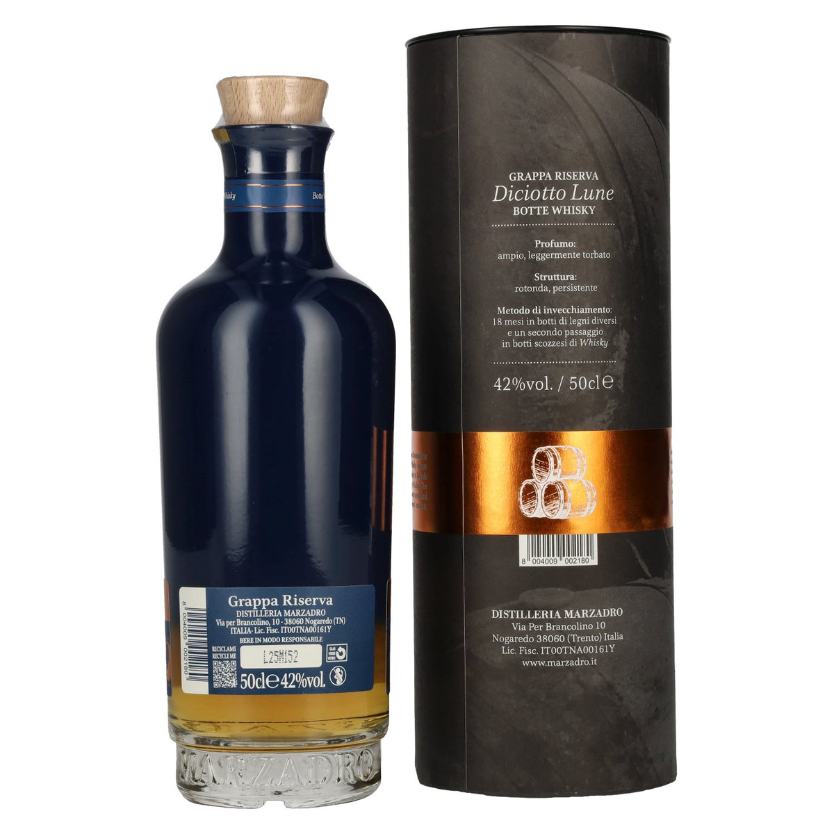Marzadro DICIOTTO Lune Botte Whisky 42% Vol. 0,5l in Geschenkbox