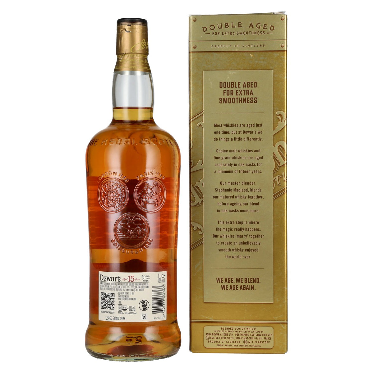 Dewar's 15 Years Old Double Aged Blended Scotch Whisky 40% Vol. 1l in Geschenkbox