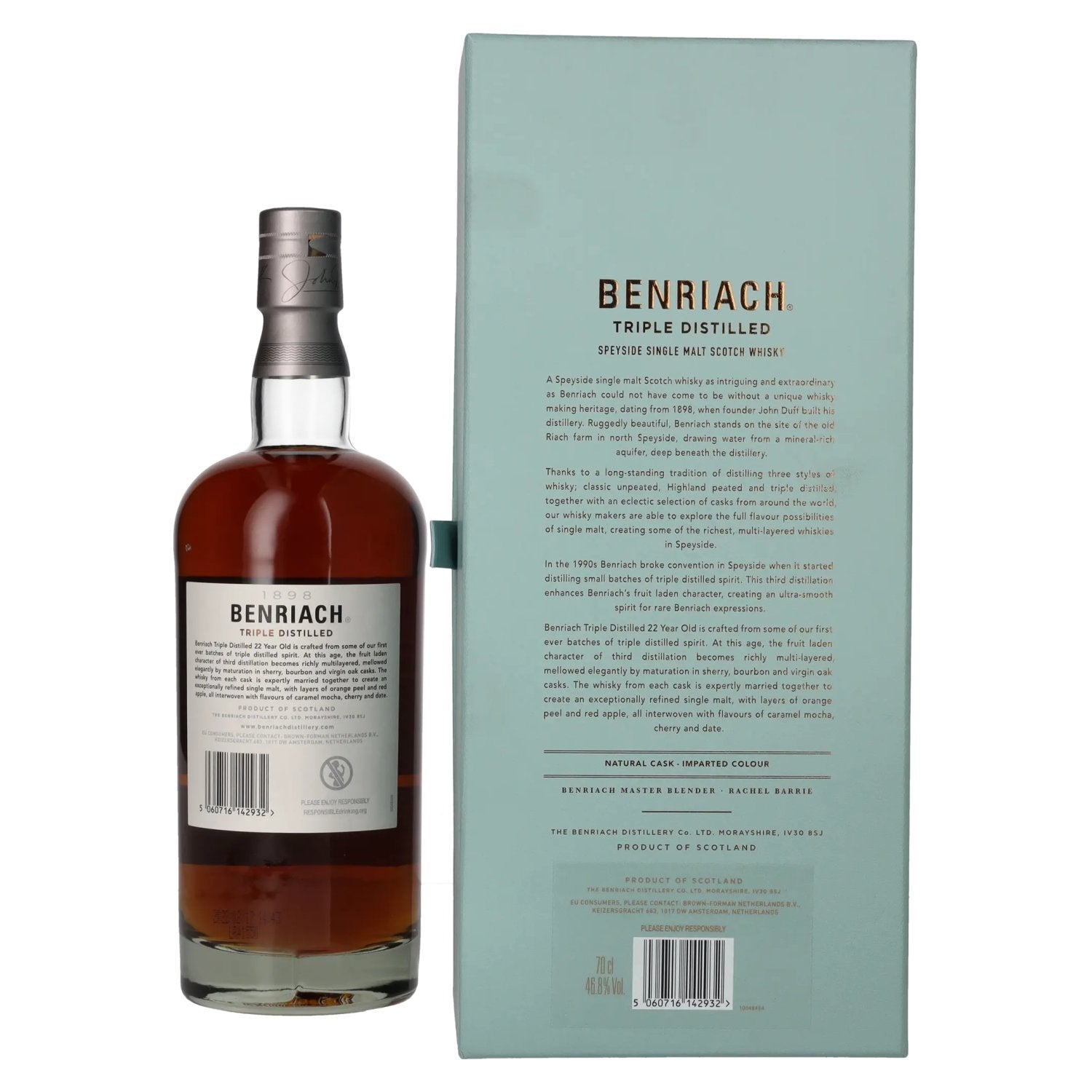 Benriach 22 Years Old Triple Distilled Three Cask Matured Single Malt 46,8% Vol. 0,7l in Geschenkbox