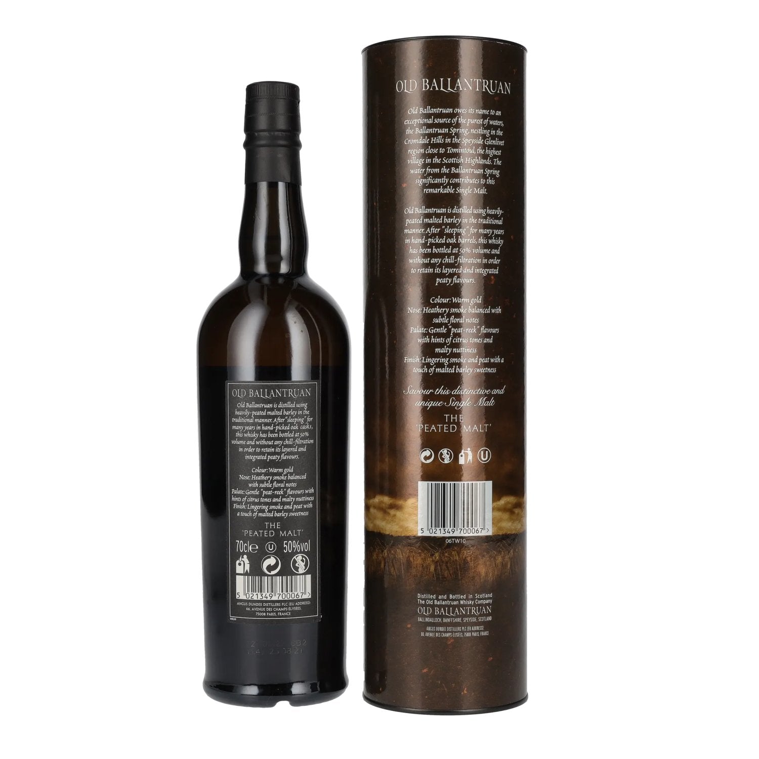 Old Ballantruan the PEATED MALT Unchillfiltered 50% Vol. 0,7l in gift box