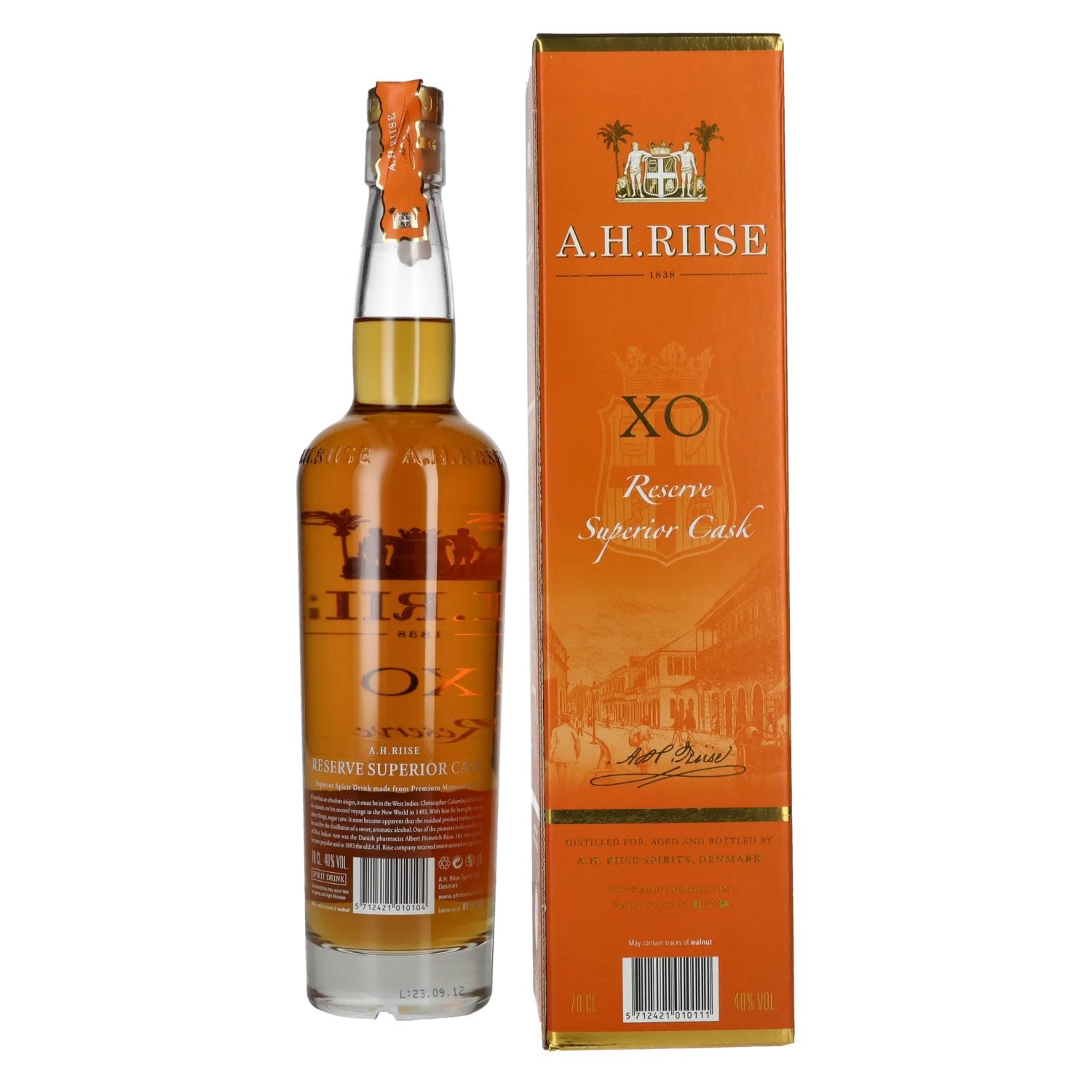 Old St. Croix A.H. Riise X.O. Reserve Superior Cask Spirit Drink 40 % vol., 0,7 l, dans un coffret cadeau