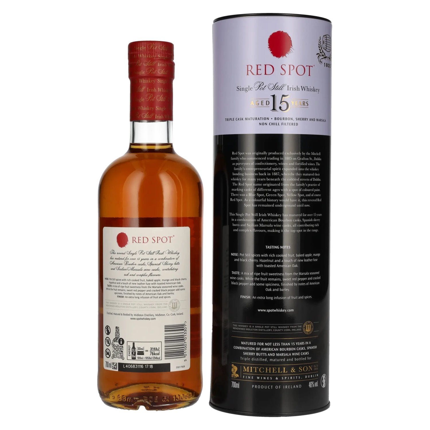 Red Spot 15 Years Old Single Pot Still Irish Whiskey 46% Vol. 0,7l en Tinbox