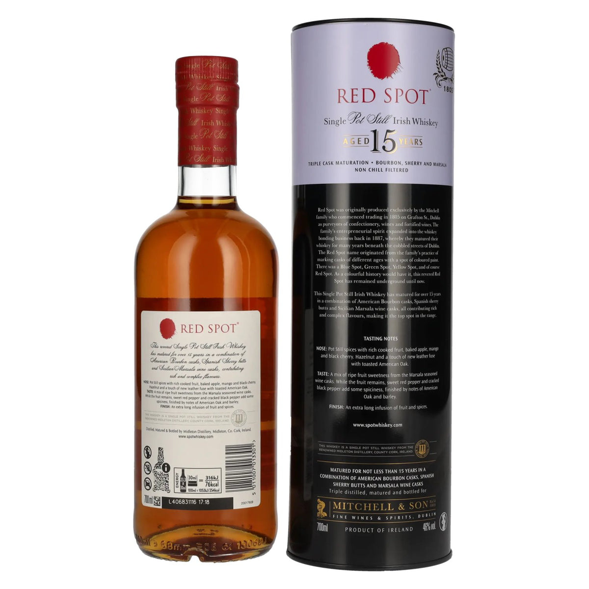 Red Spot 15 Years Old Single Pot Still Irish Whiskey 46% Vol. 0,7l en Tinbox