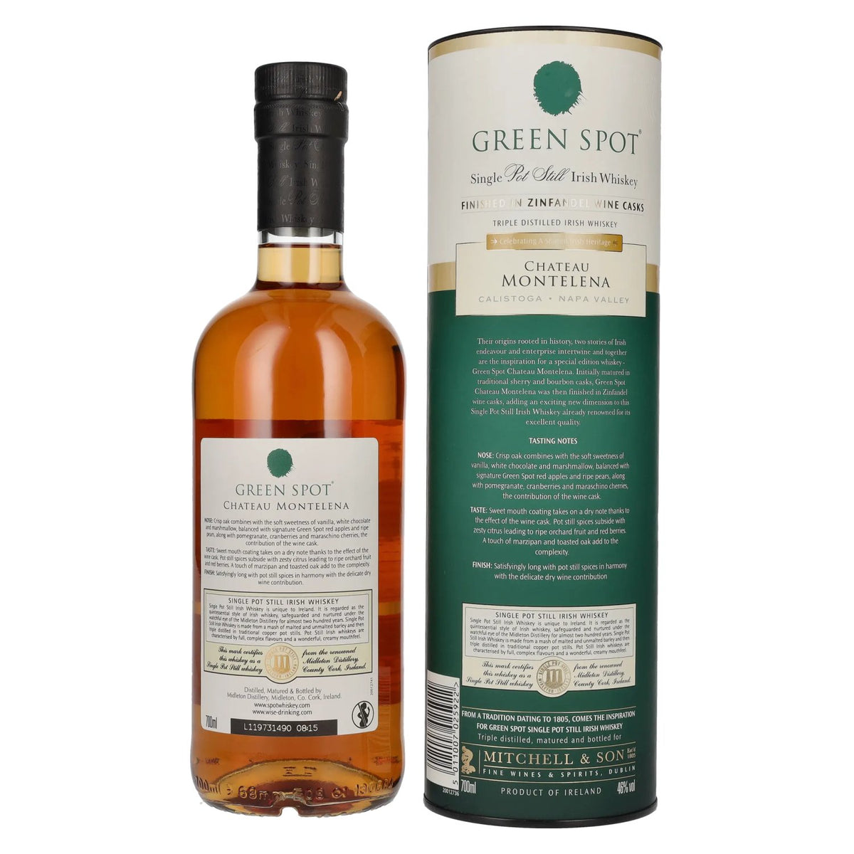 Green Spot CHATEAU MONTELENA Single Pot Still Irish Whiskey 46% Vol. 0,7l in gift box