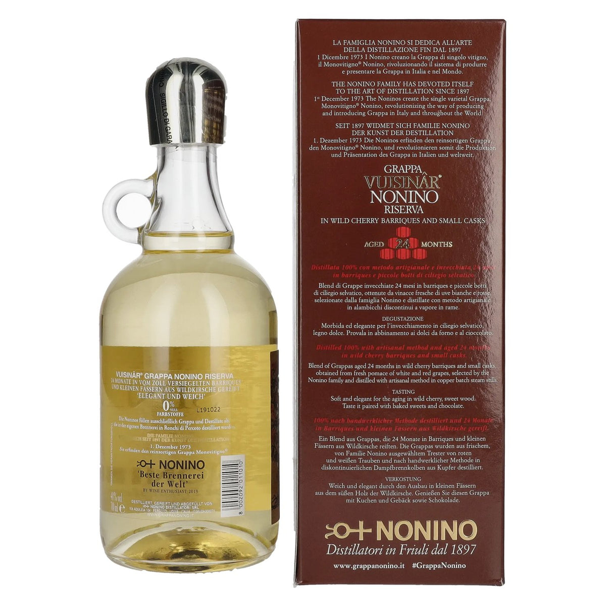 Nonino Grappa Vuisinâr Riserva 24 Mesi 41% Vol. 0,7l in Geschenkbox
