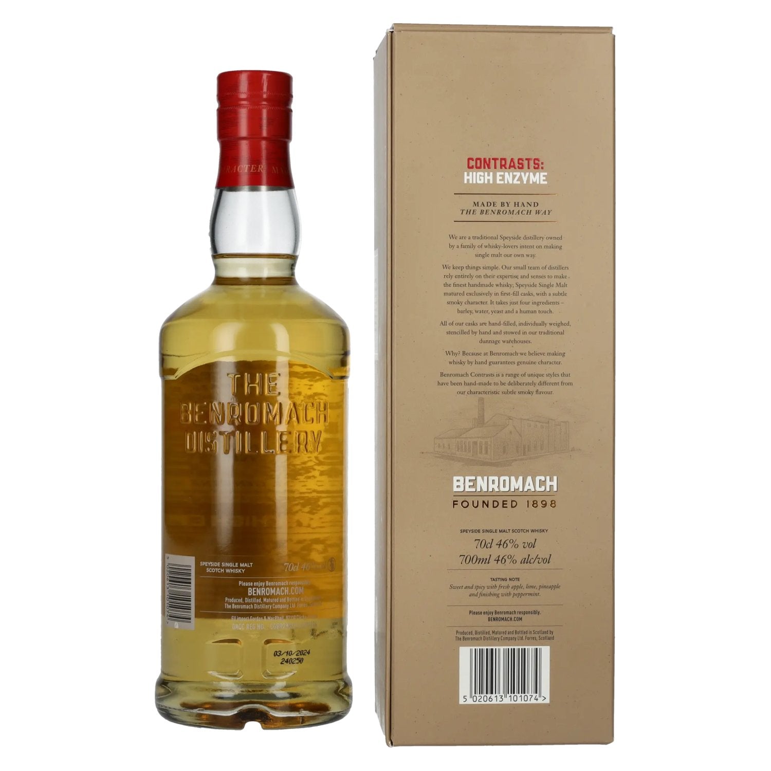 Benromach 12 Years Old HIGH ENZYME 1st fill Bourbon Barrels Speyside Single Malt 2012 46% Vol. 0,7l in Geschenkbox