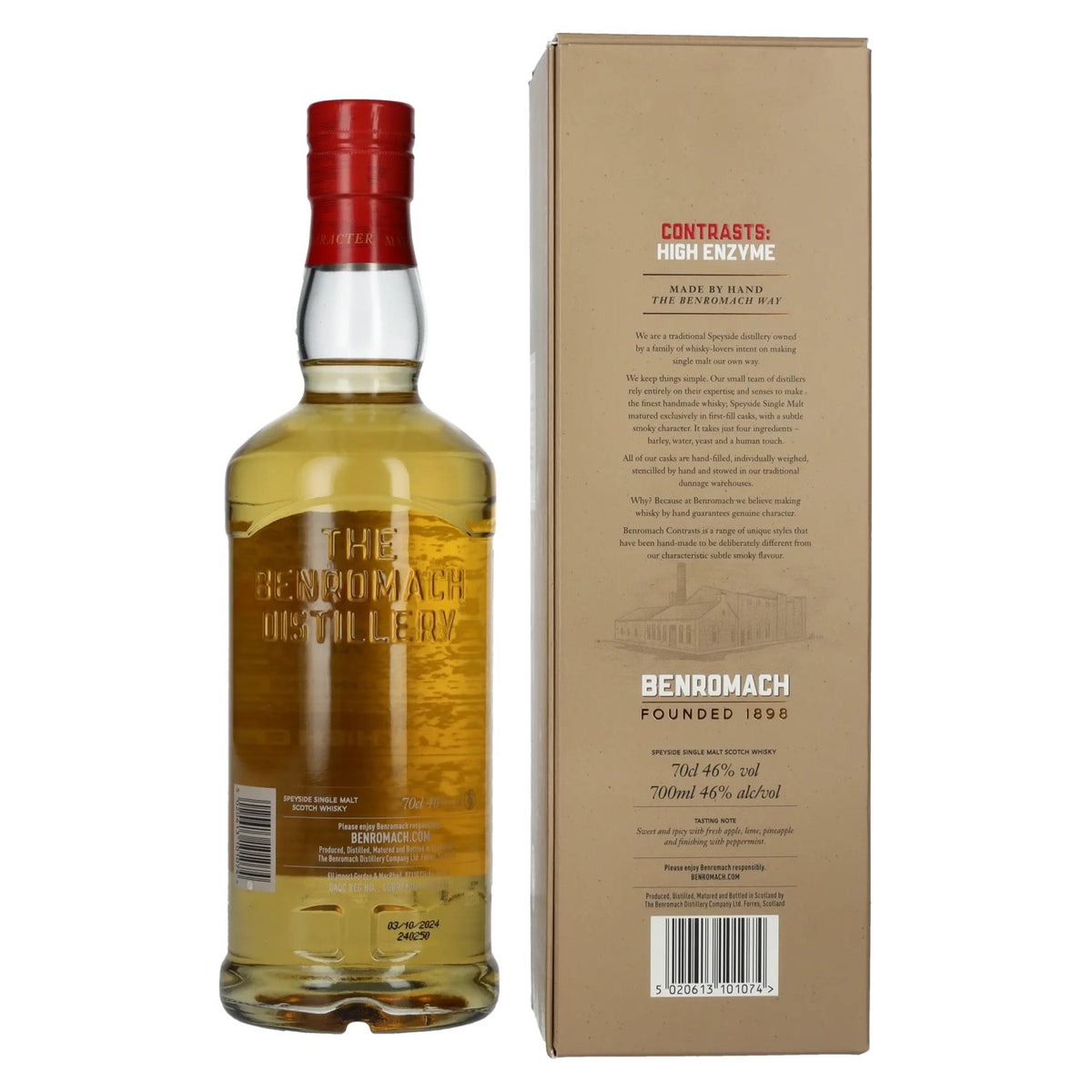 Benromach 12 Years Old HIGH ENZYME 1st fill Bourbon Barrels Speyside Single Malt 2012 46% Vol. 0,7l en boîte cadeau