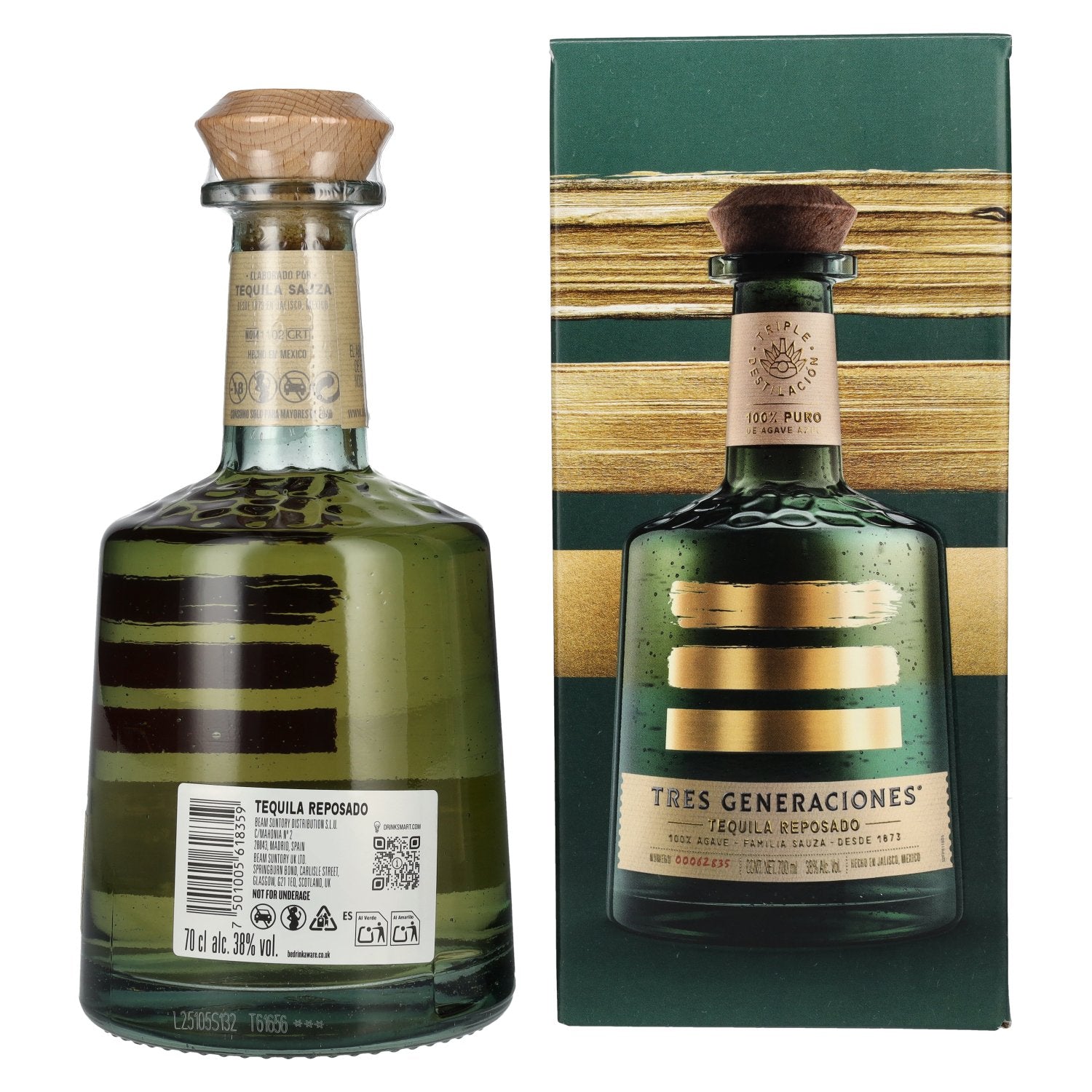 Tres Generaciones Tequila Reposado 100% Agave 38% Vol. 0,7l in gift box
