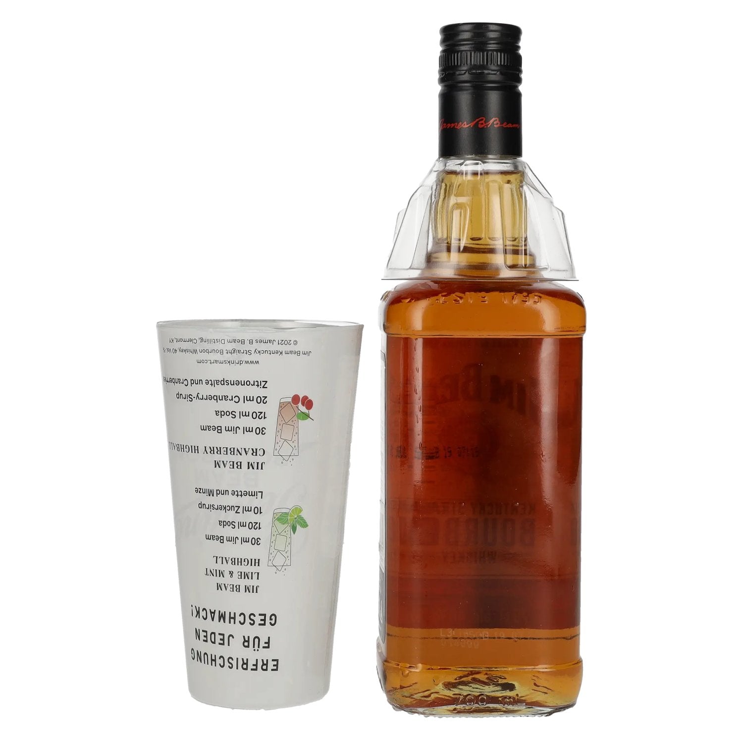 Jim Beam Kentucky Straight Bourbon Whiskey 40% Vol. 0,7l mit Highball Glas