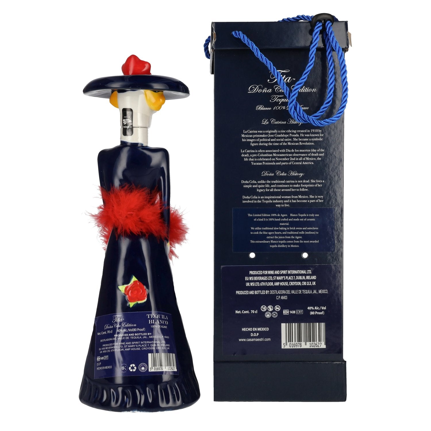 Dona Celia Tequila Blanco 100% Agave 40% ABV 0.7l in a gift box