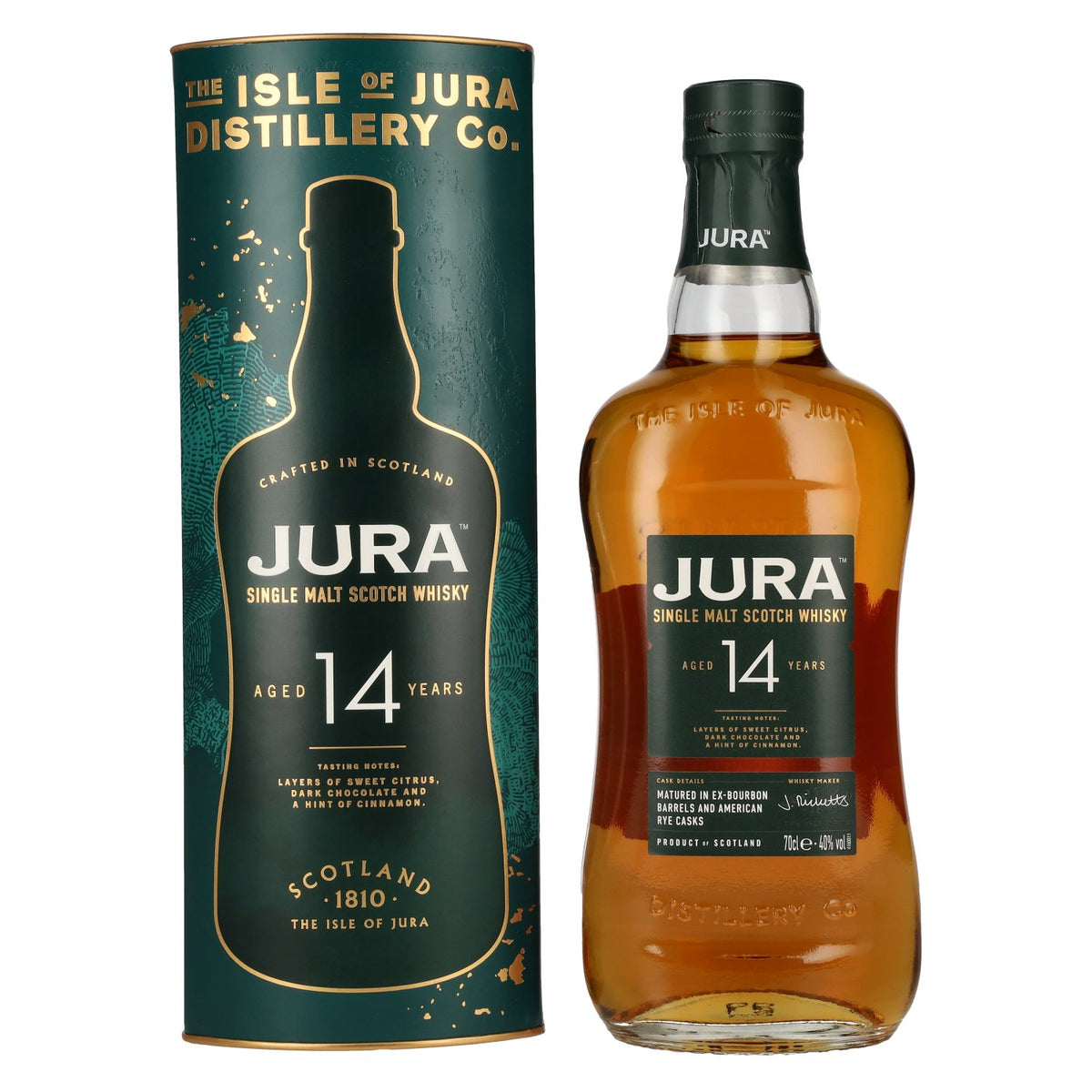 Jura 14 Years Old American Rye Cask Single Malt Scotch Whisky 40% Vol. 0,7l en boîte cadeau