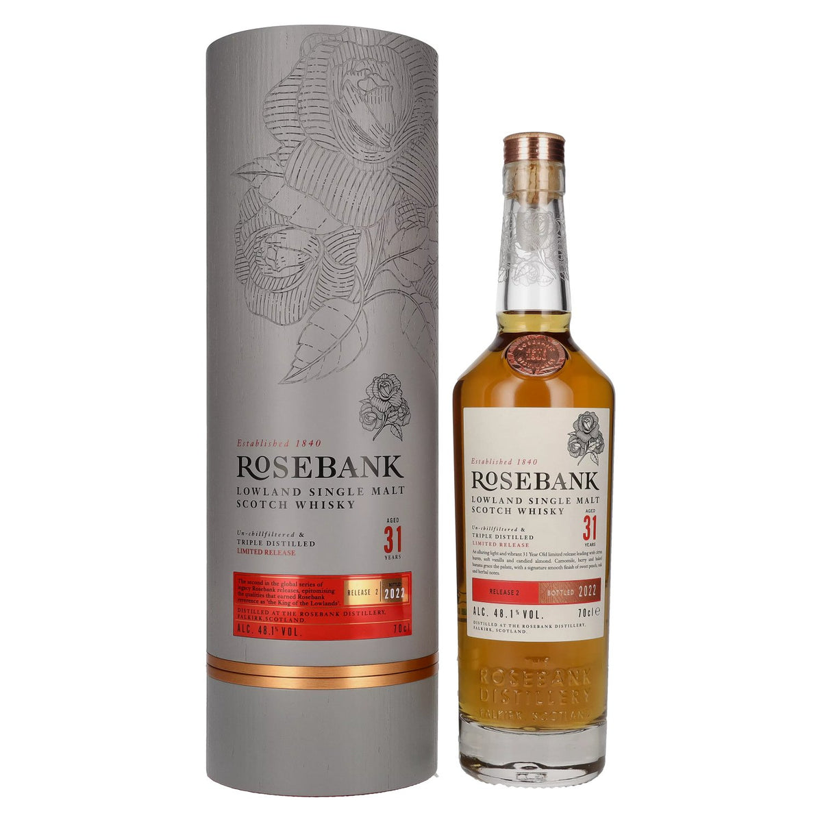 Rosebank 31 Years Old Lowland Single Malt Limited Release 2 2022 48,1% vol. 0,7l en boîte cadeau