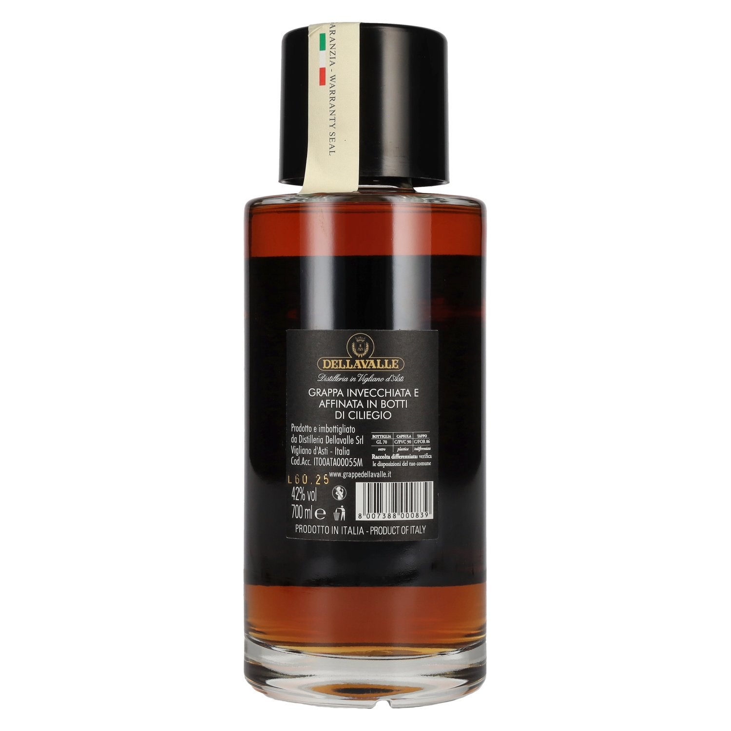 Dellavalle Grappa Affinata in botti di CILIEGIO 42% Vol. 0,7l