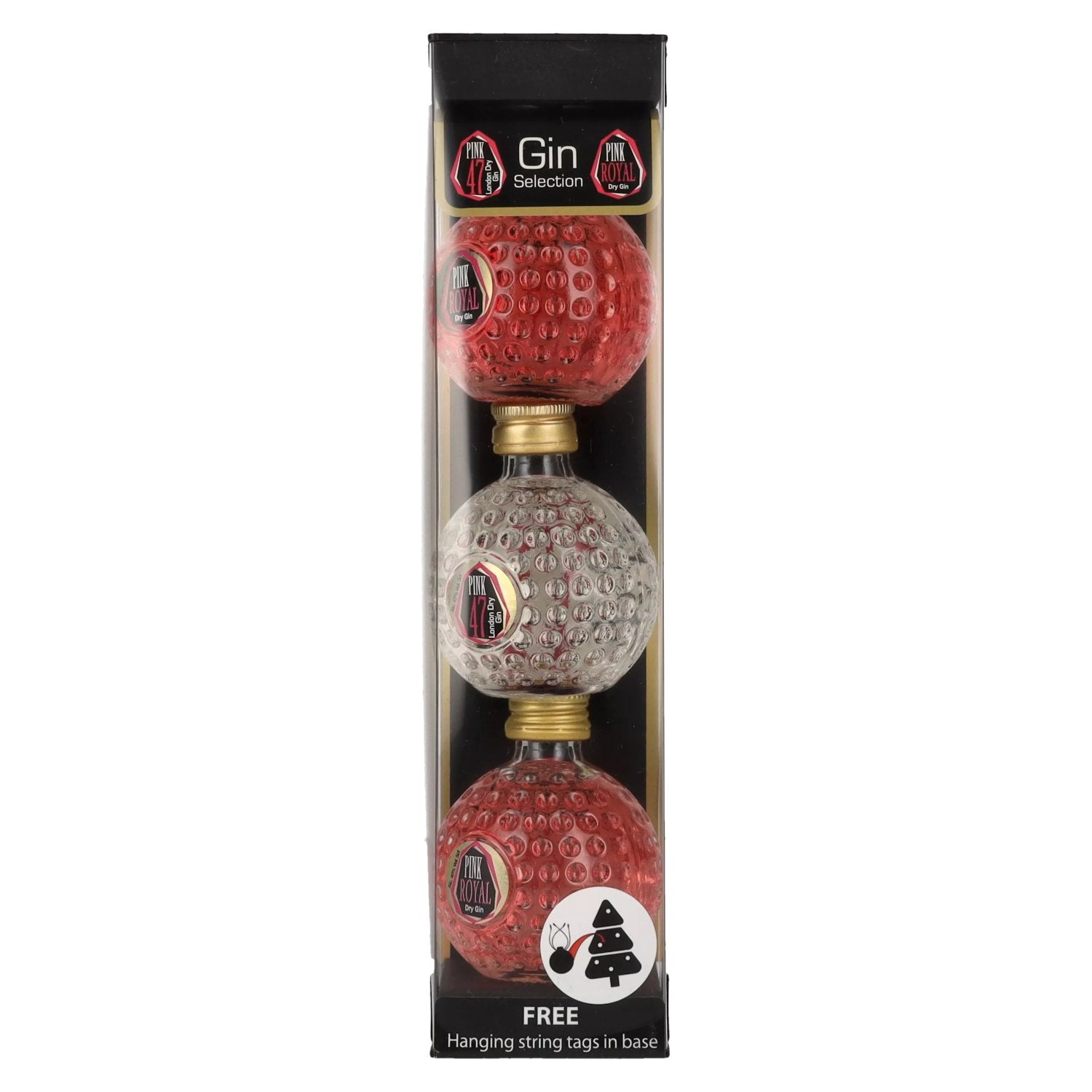 Pink Royal Dry Gin &amp; Pink 47 London Dry Gin Christmas Baubles 42,3% vol. 3x0,05l en coffret cadeau