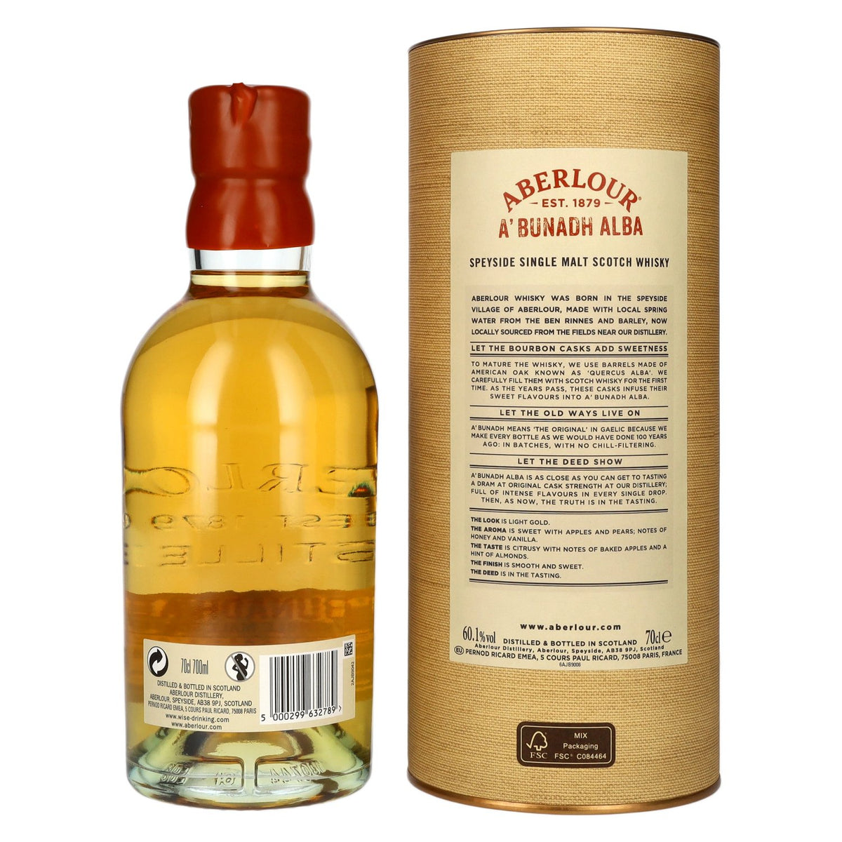 Aberlour A'BUNADH ALBA Original Cask Strength, lot n° 008, 60,1 % vol., 0,7 l, dans un coffret cadeau