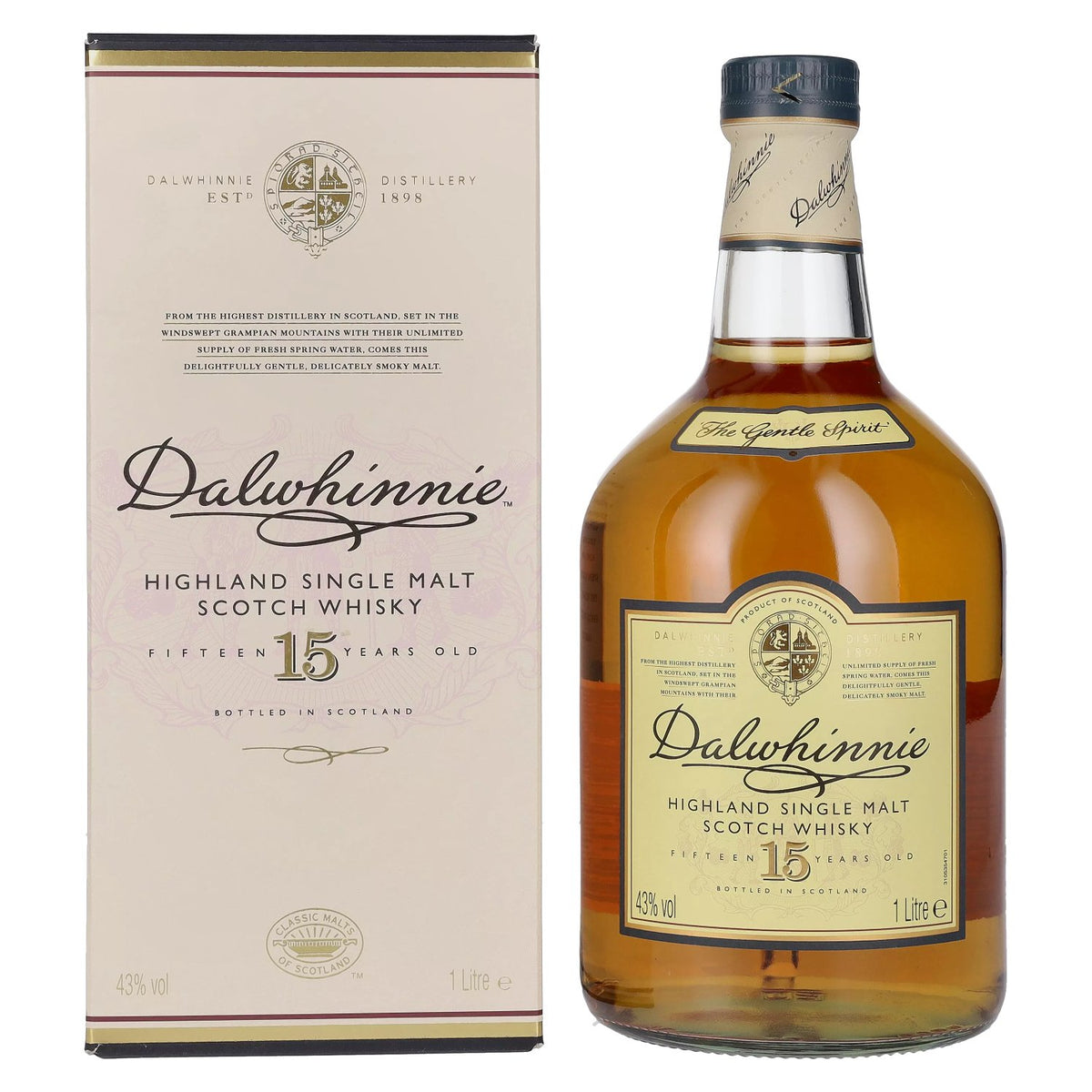 Dalwhinnie 15 Years Old Highland Single Malt Scotch Whisky 43% Vol. 1l in gift box