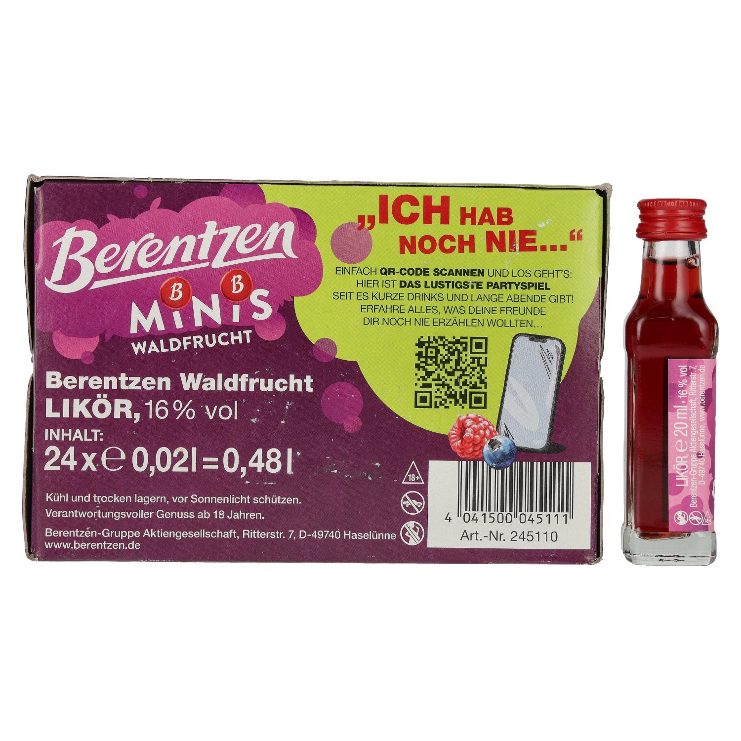 Berentzen Forest Fruit Minis 16% ABV 24 x 0.02 l