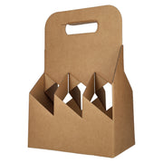 Beer carrier box, kraft paper, for packs of 6 bottles, 195 x 130 x 290 mm