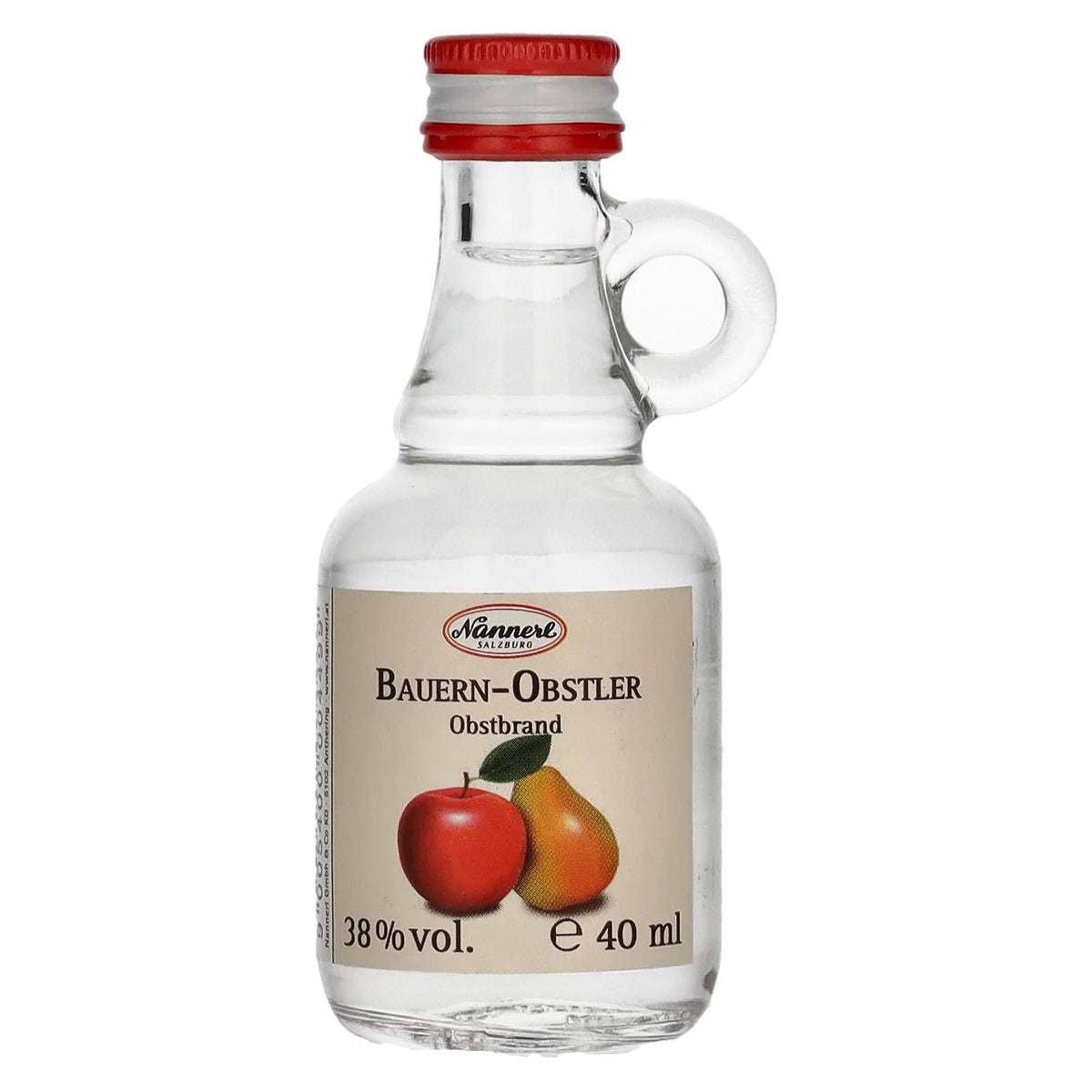 Nannerl BAUERN-OBSTLER 38% Vol. 0,04l in a bottle with handle