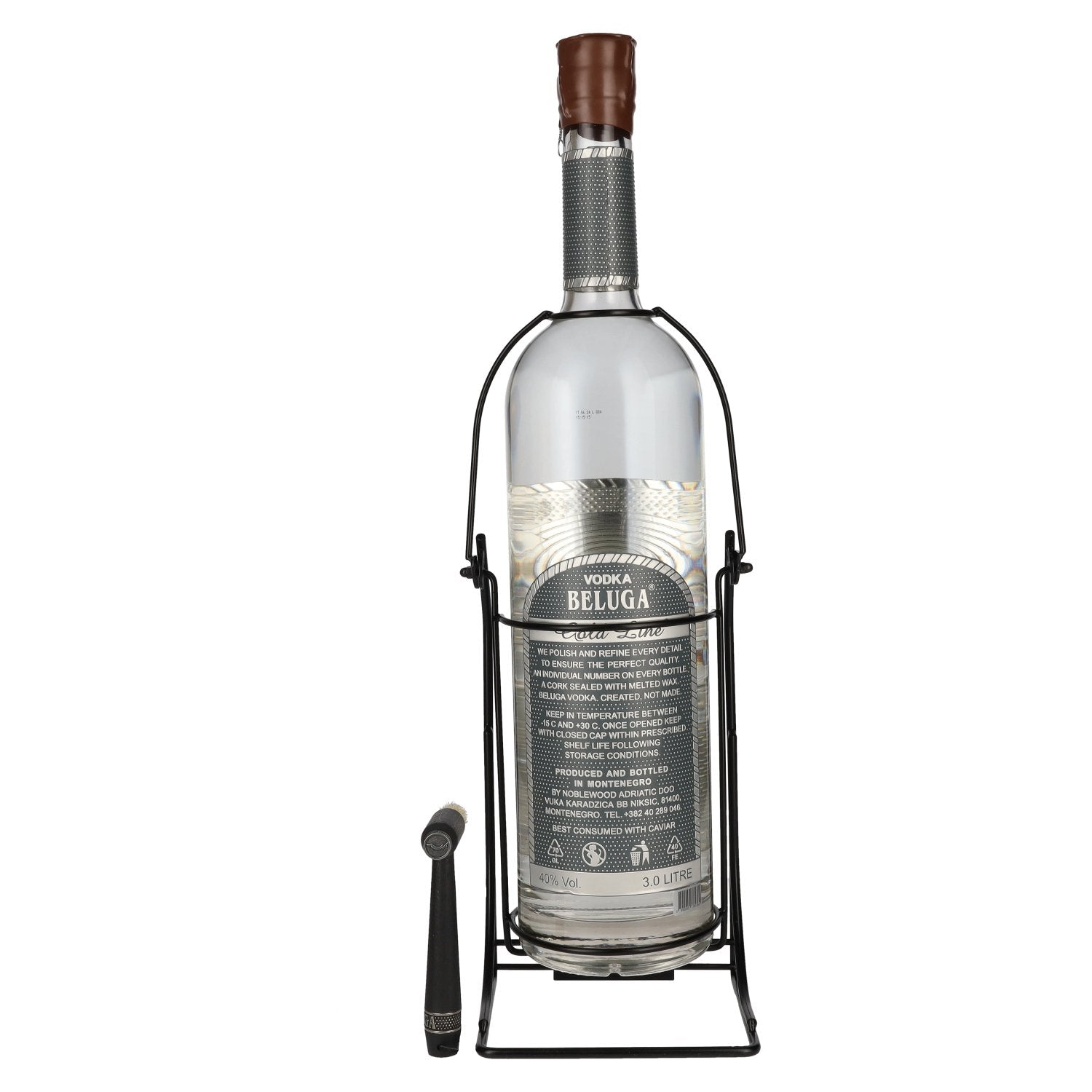 Beluga Gold Line Vodka Montenegro 40% Vol. 3l in Geschenkbox mit Schwenkständer und Pinsel