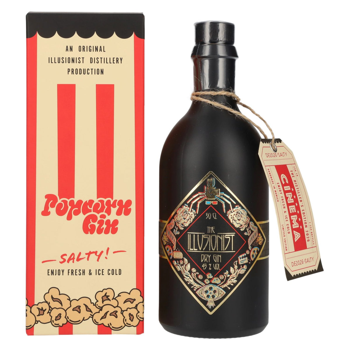 The Illusionist Dry Gin Distiller's The Cinema Edition SALTY 2026 45% Vol. 0,5l in Geschenkbox mit 3D Brille