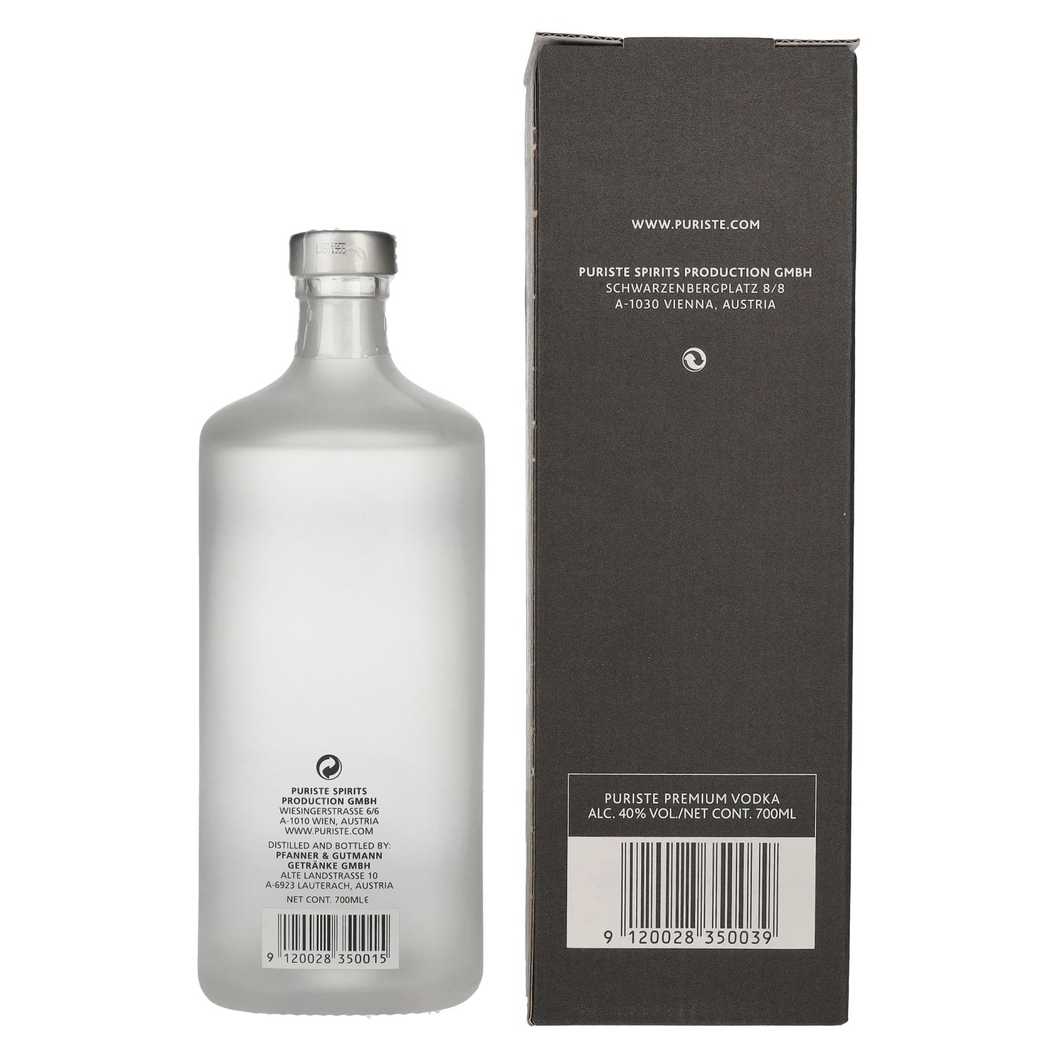 PURISTE Premium Vodka No. 1 by Hillinger & Kracher 40% Vol. 0,7l in Geschenkbox