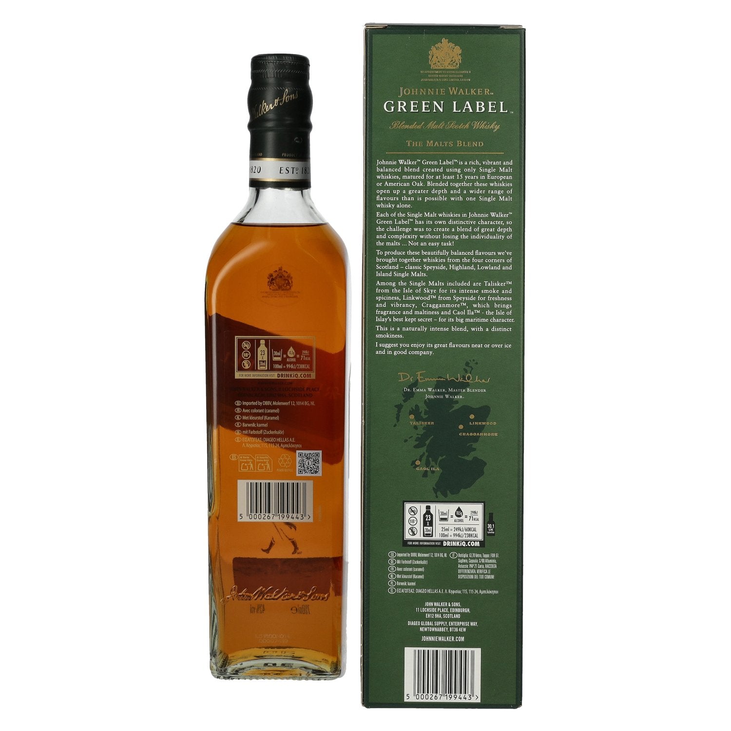 Johnnie Walker Green Label 15 Years Old 43% Vol. 0,7l en boîte cadeau
