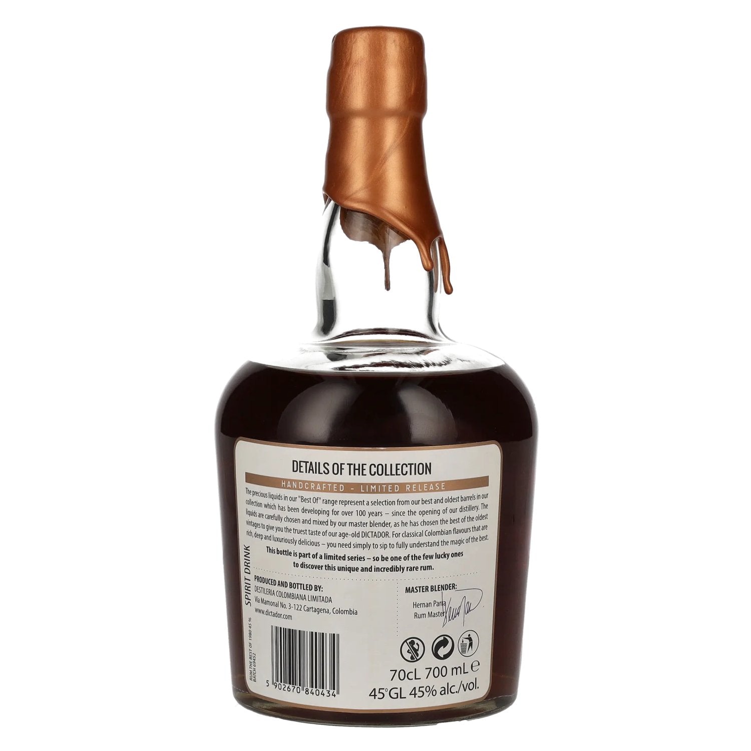 Dictador BEST OF 1980 Rhum colombien 030616/PC4458 Limited Release 45% vol. 0,7l
