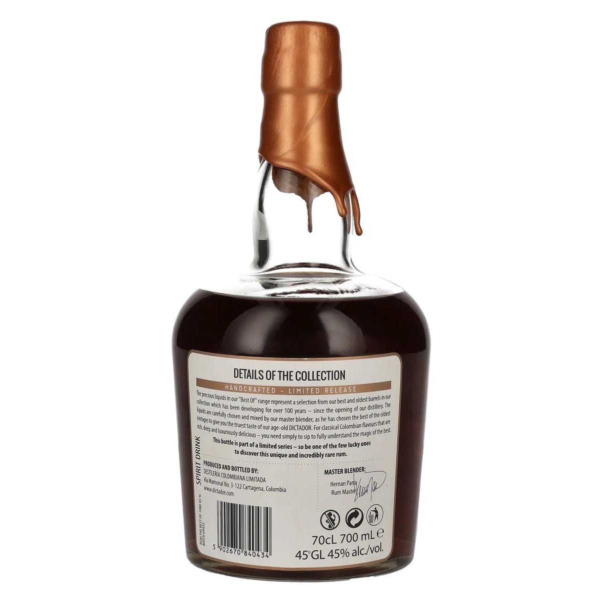 Dictador BEST OF 1980 Colombian Rum 030616/PC4458 Limited Release 45% Vol. 0,7l