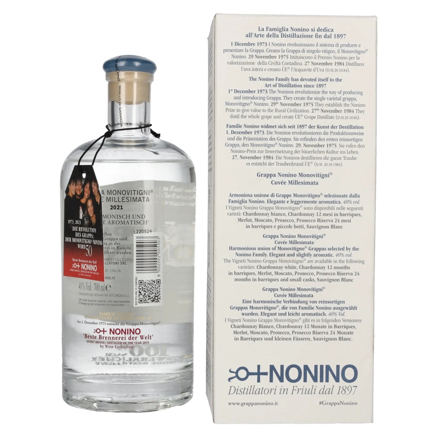 Nonino Grappa Millesimata Cuvée 40% Vol. 0,7l in gift box