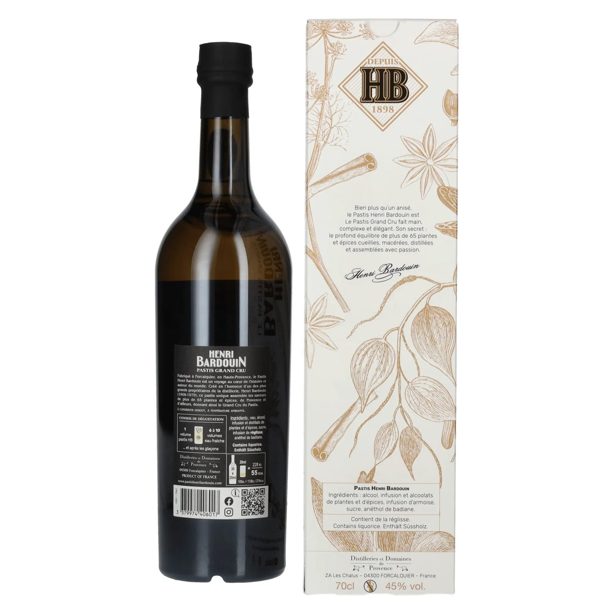 Henri Bardouin Le Pastis Grand Cru 45% Vol. 0,7l in Geschenkbox