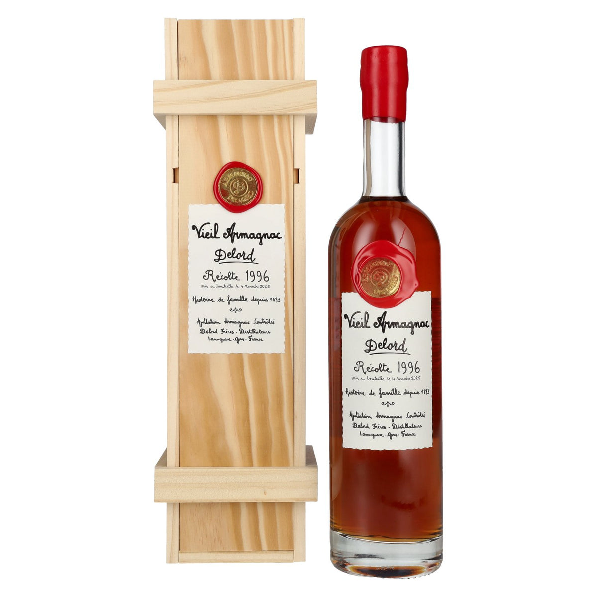 Vieil Armagnac Delord Vintage Récolte 1996 40% Vol. 0,7l in wooden box