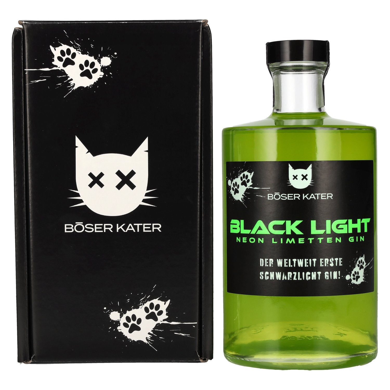 BÖSER KATER Black Light Neon Lime Gin 40% Vol. 0,5l in gift box
