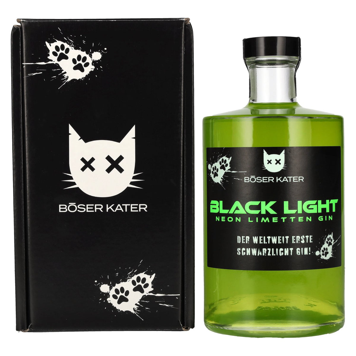 Böser Kater Black Light Neon Lime Gin 40% vol. 0.5 l in a gift box