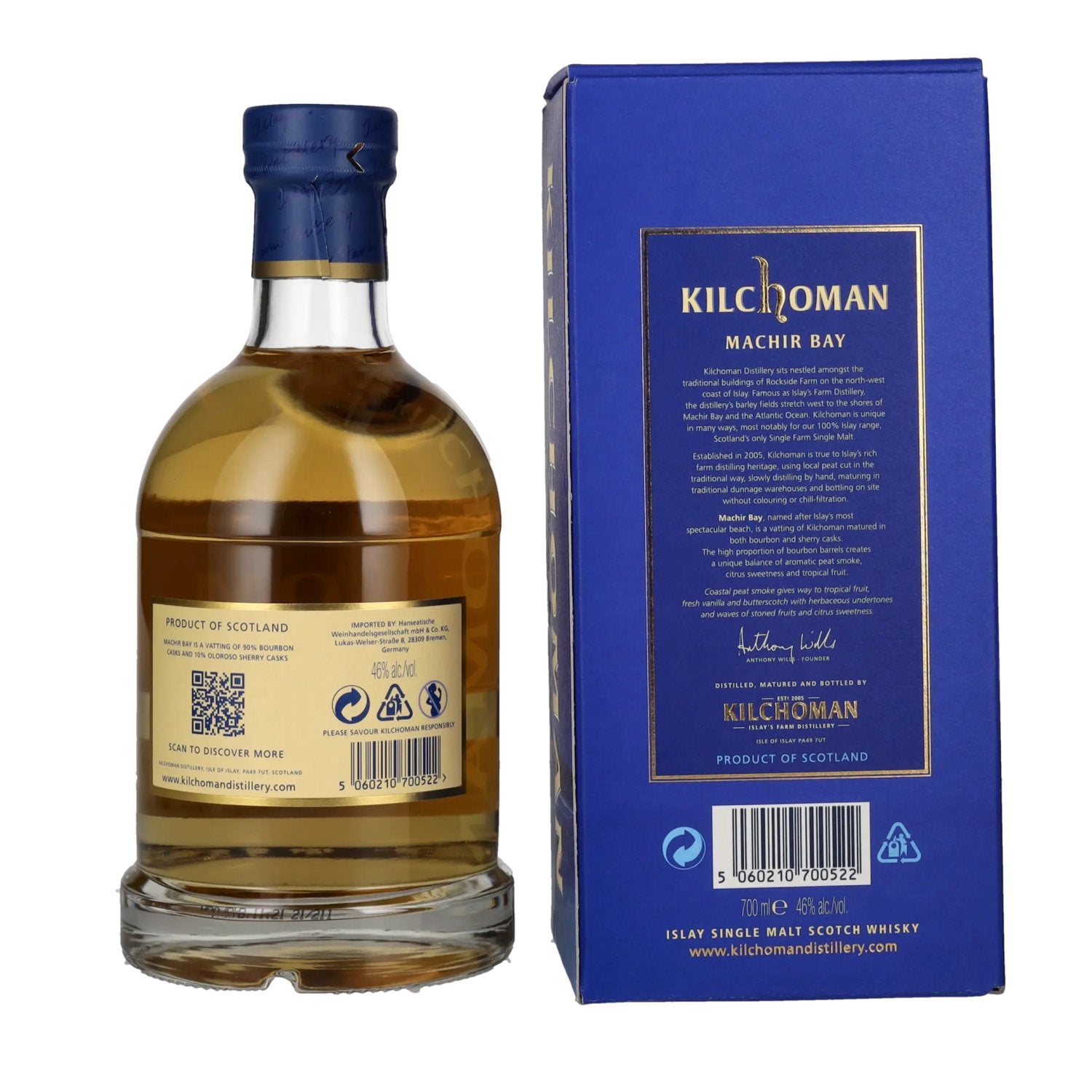 Kilchoman MACHIR BAY Islay Single Malt Scotch Whisky 46% Vol. 0,7l en boîte cadeau